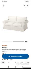 federa bianca per Ektorp divano Ikea due posti 