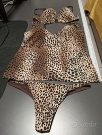 Lingerie maculata Top, reggiseno e tanga