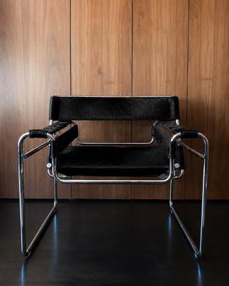 KNOLL poltrona Wassily in pelo nero NUOVA