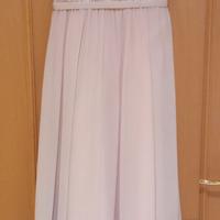 Abito lungo elegante cerimonia rosa chiffon pizzo