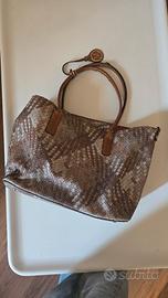 doppia borsa in pelle finto pitone