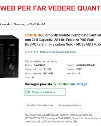Forno Microonde Combinato Ventilato con Grill