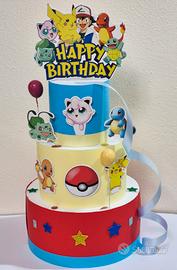 torta finta scenografica ispirata al mondo Pokémon