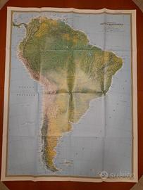Mappa fisica del Sud America. 100 cm x 77  cm. Nat