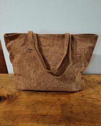 Borsa in pelle scamosciata rosa