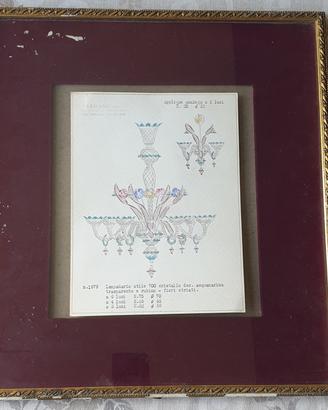 Vecchio disegno in acquerello di Archimede Seguso 