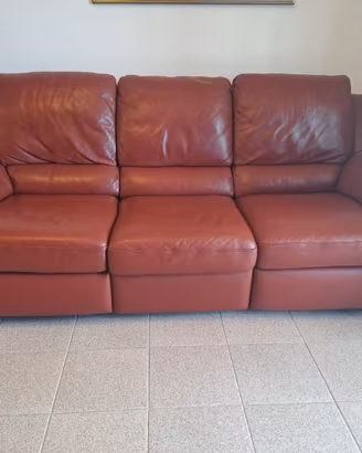 DIVANO vera pelle 3 posti doppio relax