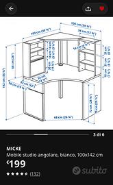 Scrivania angolare Micke IKEA