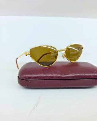 Cartier Vintage Rivoli Gold Cat Eye Occhiali Sole