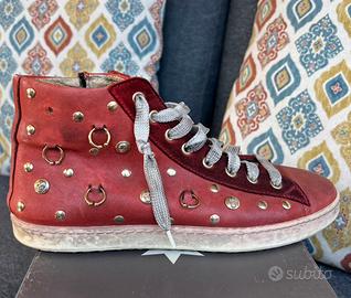 Scarpe donna sneaker sequoia rosso n38 borchie