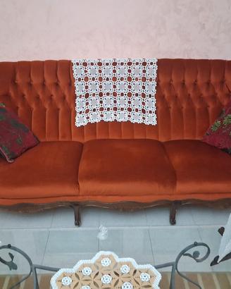 Salottino stile barocco velluto terracotta - 