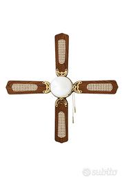 Ventilatore lampadario 4 pale legno con luce