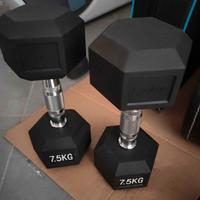 2 Manubri esagonali gommati 7,5kg cad. - nuovi