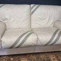 Coppia divani 2 posti in pelle bianca