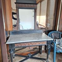 Consolle antica con piano in marmo e specchio 900'