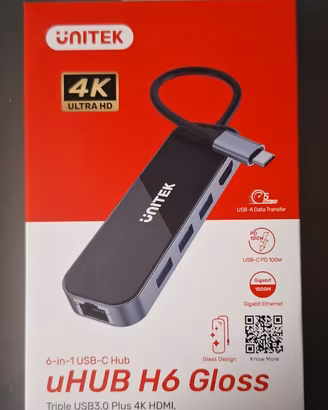 uHUB H6 Hub Ethernet USB-C 6-in-1 con HDMI - Nuovo