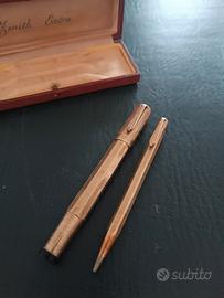 Penna stilografica + portamine laminate oro 18k