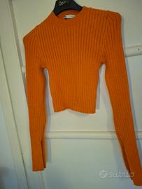 Maglione cropped maniche lunghe, arancione. Zara