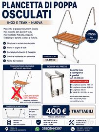 Plancetta di Poppa Osculati Inox e Teak NUOVA