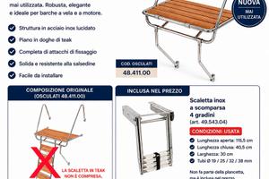 Plancetta di Poppa Osculati Inox e Teak NUOVA