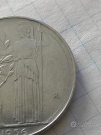moneta cento lire 1956 con difetto doppio bordo 