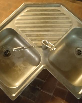 Lavabo ad angolo doppio in acciaio inox