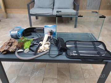 acquario 20 litri tutto vetro, con accessori