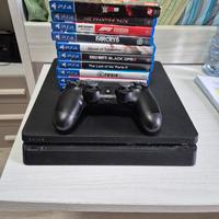 playstation 4 slim, joystick e 10 giochi 