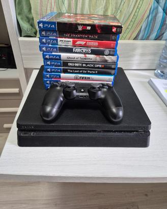 playstation 4 slim, joystick e 10 giochi 