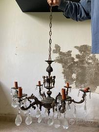 Lampadario Stile Francese a 6 Bracci in Ottone