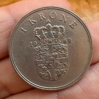Moneta 1 Krone Danimarca 1962 - Re Frederik IX