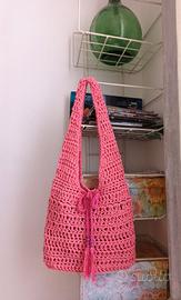 Borsa a spalla Hobo Tricot in cotone rosa pink