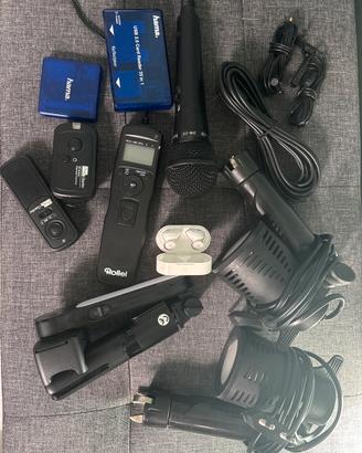 microfoni, auricolari, remote controller, fari