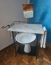 TAVOLINO FERRO E MARMO ANTICO