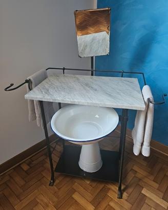 TAVOLINO FERRO E MARMO ANTICO