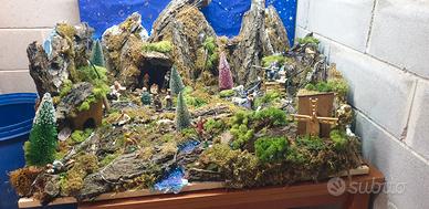 presepio con movimenti  e luci fatto a mano