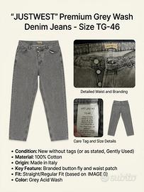 Jeans justwest grigio lavato premium - Taglia 46