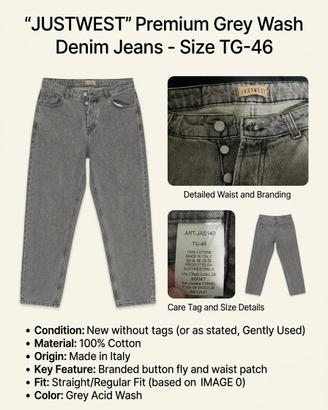 Jeans justwest grigio lavato premium - Taglia 46