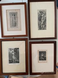Quattro stampe antiche e cornice - San Sebastiano