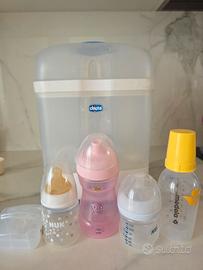 sterilizzatore chicco + 4 biberon