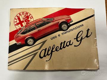 Libretto Alfa Romeo Alfetta GT uso e manutenzione