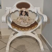 sedia poltrona shabby bianca,