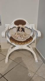 sedia poltrona shabby bianca,