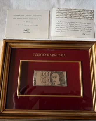 quadro riproduzione 100 franchi svizzera arg.999