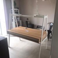 SCRIVANIA DOPPIA IN ACCIAIO E LEGNO *144x80h144,5*