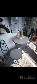Set balcone /giardino in ferro e vero mosaico  