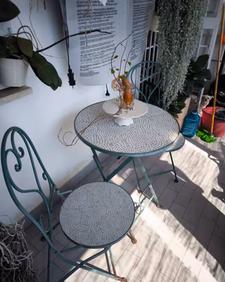 Set balcone /giardino in ferro e vero mosaico  