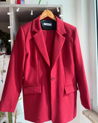completo set donna vestito burgundy 