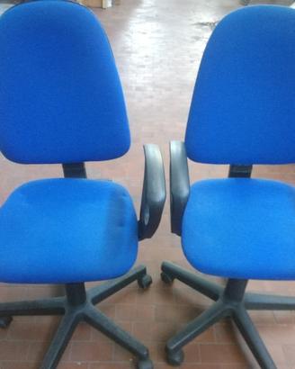 2 ottime sedie da ufficio azzurre con rotelle