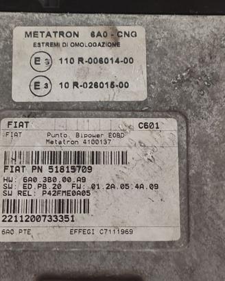 Centralina Motore GAS METATRON 6A0-CNG FIAT PUNTO
